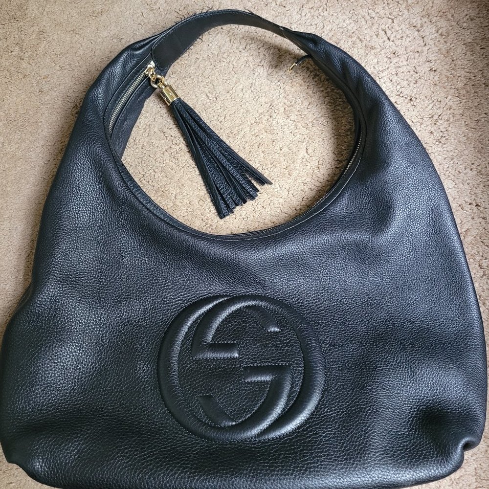 Gucci Pebbled Calfskin Leather Hobo Bag